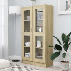 Vitrine sonoma eik 82,5×30,5×150 cm konstruert tre