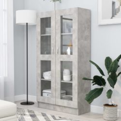 Vitrine betonggrå 82,5×30,5×150 cm konstruert tre