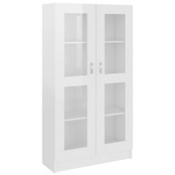 Vitrine høyglans hvit 82,5×30,5×150 cm konstruert tre