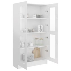 Vitrine høyglans hvit 82,5×30,5×150 cm konstruert tre