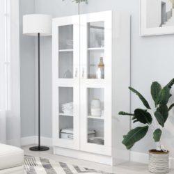 Vitrine høyglans hvit 82,5×30,5×150 cm konstruert tre