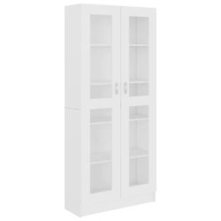 Vitrine hvit 82,5×30,5×185,5 cm konstruert tre