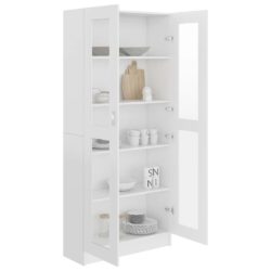 Vitrine hvit 82,5×30,5×185,5 cm konstruert tre