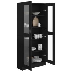 Vitrine svart 82,5×30,5×185,5 cm konstruert tre