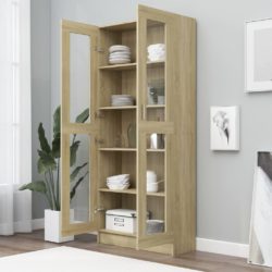 Vitrine sonoma eik 82,5×30,5×185,5 cm konstruert tre