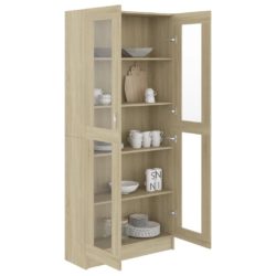 Vitrine sonoma eik 82,5×30,5×185,5 cm konstruert tre