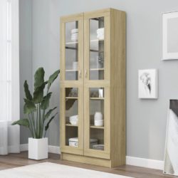 Vitrine sonoma eik 82,5×30,5×185,5 cm konstruert tre