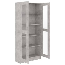 Vitrine betonggrå 82,5×30,5×185,5 cm konstruert tre