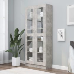 Vitrine betonggrå 82,5×30,5×185,5 cm konstruert tre