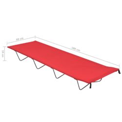 Campingseng 180x60x19 cm oxfordstoff og stål rød