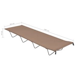 Campingseng 180x60x19 cm oxfordstoff og stål gråbrun