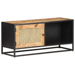 TV-benk 90x30x40 cm grovt mangotre med naturlig stokk