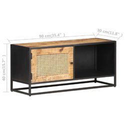 TV-benk 90x30x40 cm grovt mangotre med naturlig stokk