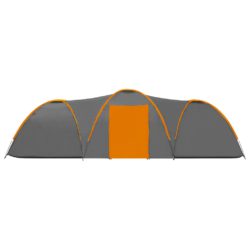 Campingtelt igloformet 650x240x190 cm 8 personer grå og oransje