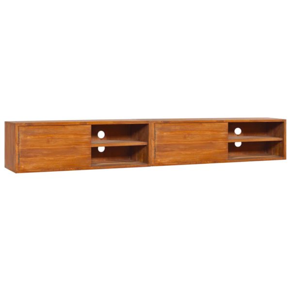 Veggmontert TV-benk 180x30x30 cm heltre teak