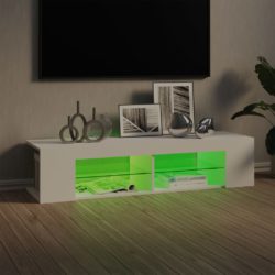 TV-benk med LED-lys hvit 135x39x30 cm