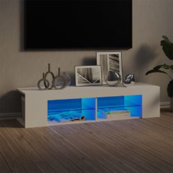 TV-benk med LED-lys hvit 135x39x30 cm