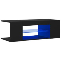 TV-benk med LED-lys svart 90x39x30 cm