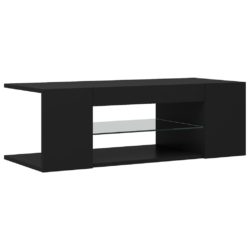 TV-benk med LED-lys svart 90x39x30 cm