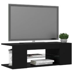 TV-benk med LED-lys svart 90x39x30 cm