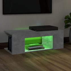 TV-benk med LED-lys betonggrå 90x39x30 cm