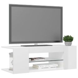 TV-benk med LED-lys høyglans hvit 90x39x30 cm