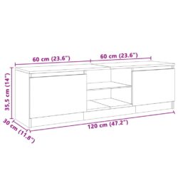 TV-benk med LED-lys svart 120x30x35,5 cm