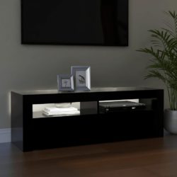 TV-benk med LED-lys svart 120x35x40 cm