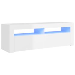 TV-benk med LED-lys høyglans hvit 120x35x40 cm