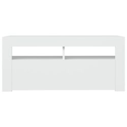 TV-benk med LED-lys hvit 90x35x40 cm