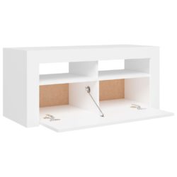 TV-benk med LED-lys hvit 90x35x40 cm