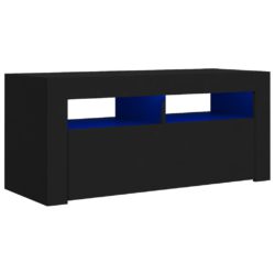 TV-benk med LED-lys svart 90x35x40 cm