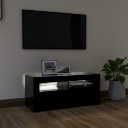 TV-benk med LED-lys svart 90x35x40 cm