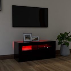 TV-benk med LED-lys svart 90x35x40 cm