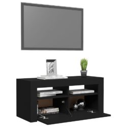 TV-benk med LED-lys svart 90x35x40 cm