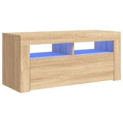 TV-benk med LED-lys sonoma eik 90x35x40 cm