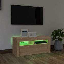 TV-benk med LED-lys sonoma eik 90x35x40 cm