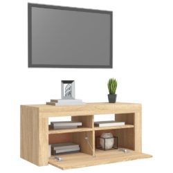 TV-benk med LED-lys sonoma eik 90x35x40 cm