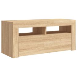 TV-benk med LED-lys sonoma eik 90x35x40 cm