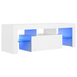 TV-benk med LED-lys hvit 120x35x40 cm