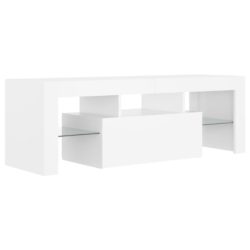 TV-benk med LED-lys hvit 120x35x40 cm