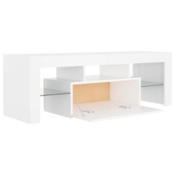 TV-benk med LED-lys hvit 120x35x40 cm