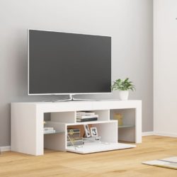 TV-benk med LED-lys hvit 120x35x40 cm