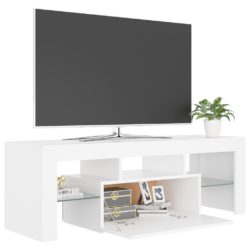 TV-benk med LED-lys hvit 120x35x40 cm