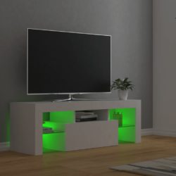 TV-benk med LED-lys hvit 120x35x40 cm