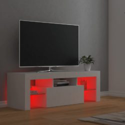 TV-benk med LED-lys hvit 120x35x40 cm