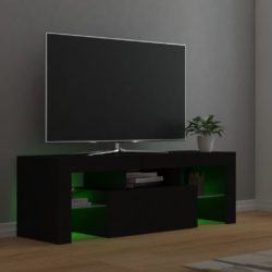 TV-benk med LED-lys svart 120x35x40 cm