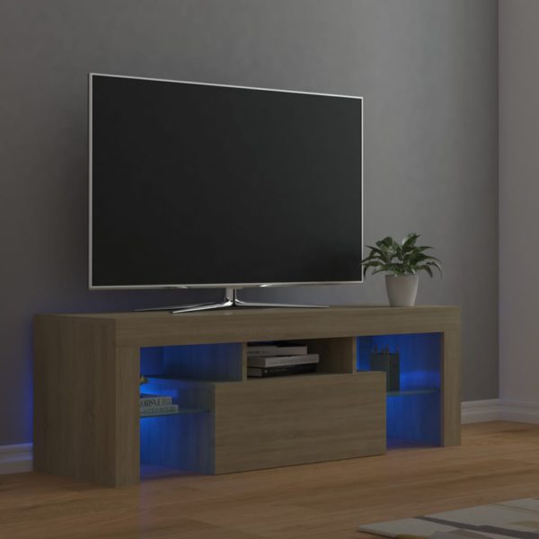 TV-benk med LED-lys sonoma eik 120x35x40 cm