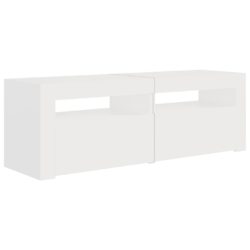 TV-benk med LED-lys hvit 120x35x40 cm