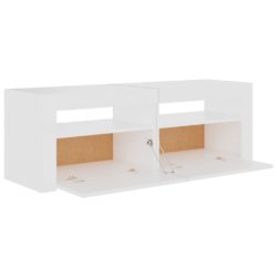 TV-benk med LED-lys hvit 120x35x40 cm